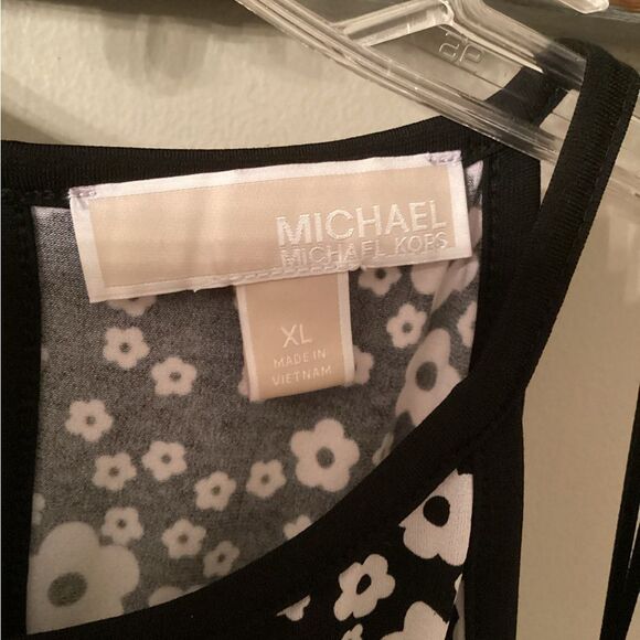 MICHAEL KORS SIZE XL BLACK FLORAL PRINTED KEYHOLE MAXI DRESS - Picture 7 of 9